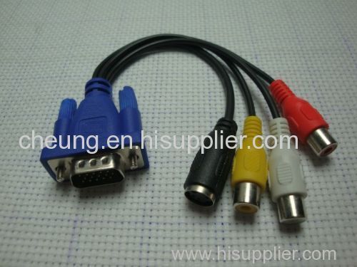 Laptop VGA to TV S-Video RCA AV 3 Adapter Cable