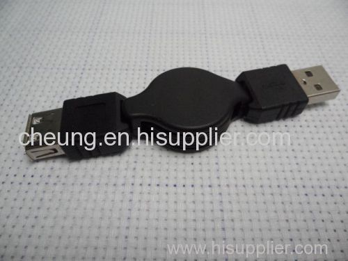 USB 2.0 A male to A female extension retractable cable