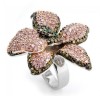 Pink CZ stones Orchid Flower Ring