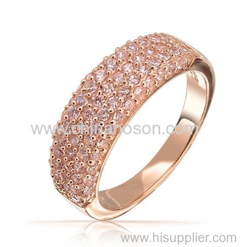 Pink CZ ring with rose glod plaring