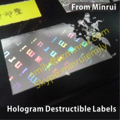 Security Holographic Tamper Evident Destructible Vinyl Materials,Self Destructive Hologram Sticker,Destructive Hologram