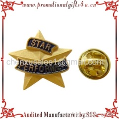 Gold Star Metal Pin With Soft Enamel Color