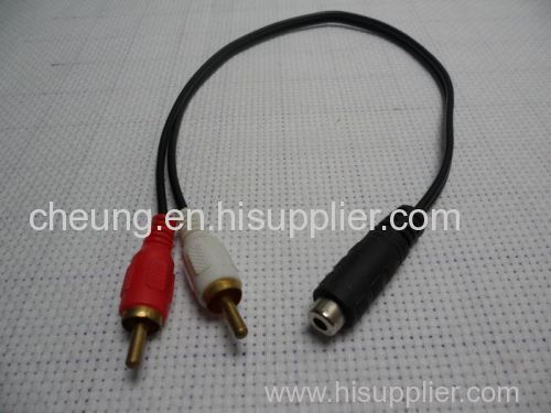 3.5mm 1/8 stereo female mini jack to 2 male RCA adapter