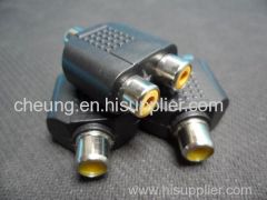 1 RCA Female to Dual Female T-splitter Adapter Coupler