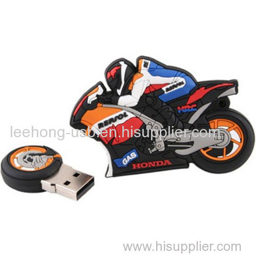 Soft pvc 3D design Motorbike flash usb drive