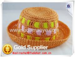 kid crochet straw hat