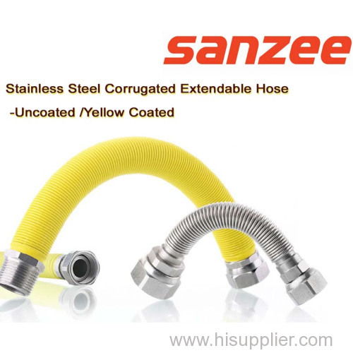 Stainless Steel Corrugated Extendable Hose - Uncoated / Yellow Coated (FAD12**FF)