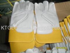 Super quality.Cow grain leather.Full palm.Working glove.Yellow 100% cotton fabric.Half lining.