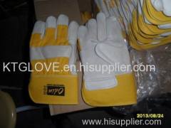 Super quality.Cow grain leather.Full palm.Working glove.Yellow 100% cotton fabric.Half lining.