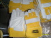 Super quality.Cow grain leather.Full palm.Working glove.Yellow 100% cotton fabric.Half lining.