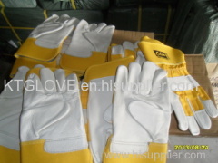 Super quality.Cow grain leather.Full palm.Working glove.Yellow 100% cotton fabric.Half lining.