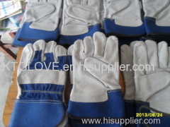 AA GRADE Cow gsplit leather.Full palm.Working glove.Blue100% cotton fabric.Half lining.With Kevlar lining