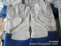 AA GRADE Cow gsplit leather.Full palm.Working glove.Blue100% cotton fabric.Half lining.With Kevlar lining