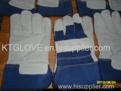 AA GRADE Cow gsplit leather.Full palm.Working glove.Blue100% cotton fabric.Half lining.With Kevlar lining