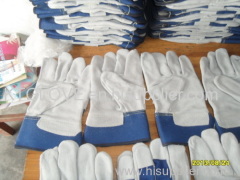 AA GRADE Cow gsplit leather.Full palm.Working glove.Blue100% cotton fabric.Half lining.With Kevlar lining