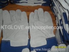 AA GRADE Cow gsplit leather.Full palm.Working glove.Blue100% cotton fabric.Half lining.With Kevlar lining