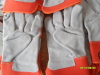 A grade.Cow gsplit leather.Full palm.Working glove.Orange 100% cotton fabric.Half ling