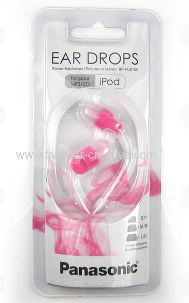 Panasonic Stereo Earphones Ear Candy RP-HJE100 in Pink