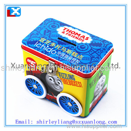 Bus shape tin coin bank