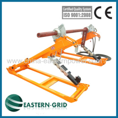 Hydraulic reel stand for overhead cable tension stringing
