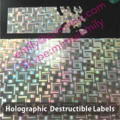 Minrui 3D Holographic Destructible Vinyl Stickers,Security Holographic Destructive Vinyl Label,Hologram Warranty Sticker