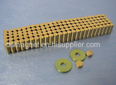 Sintered Cylinder NdFeB magnet with gold coating