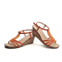 Fuguiniao 2013 layer of leather fringed sandals diamond slope with orange N39E053C