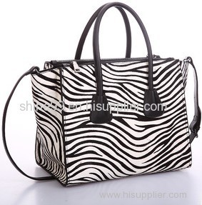 2013 Top Quality Zebra Stripe First Layer Genuine Cow Leather Handbag G043