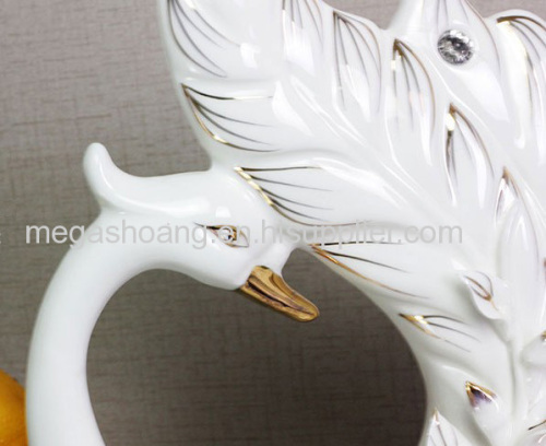 Ceramic Gilt Swan Ornaments Crafts Home Living Room Decor