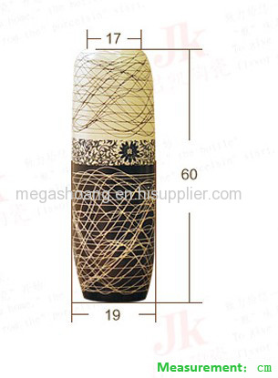 Hand-carved painted lines Yunnan dried flowers ceramic floor Vase