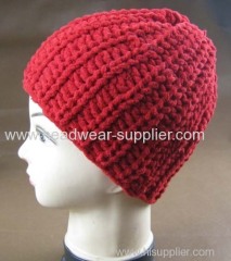 RED SOFT CHENILLE BEANIE BY HAND