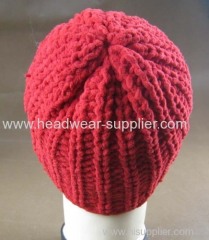 RED SOFT CHENILLE BEANIE BY HAND