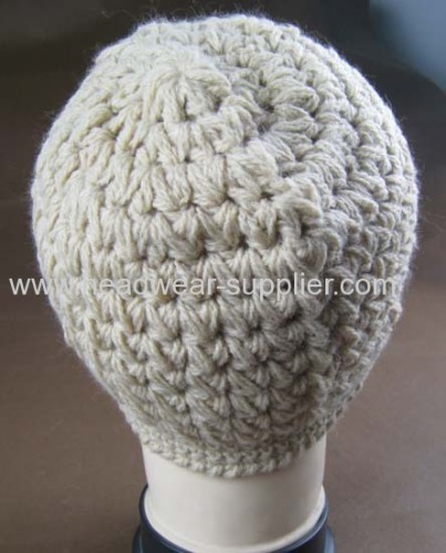 HAND CROCHET BEANIE WITH BOTTON