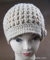 KNITTED HAND CROCHET BEANIE WITH BOTTON