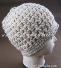 HAND CROCHET BEANIE WITH BOTTON