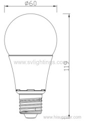 A60 LED Bulbs at 6W 8W 10W with SMD LED with CRI.80, pf 0.5