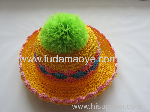 Kids crochet straw hat