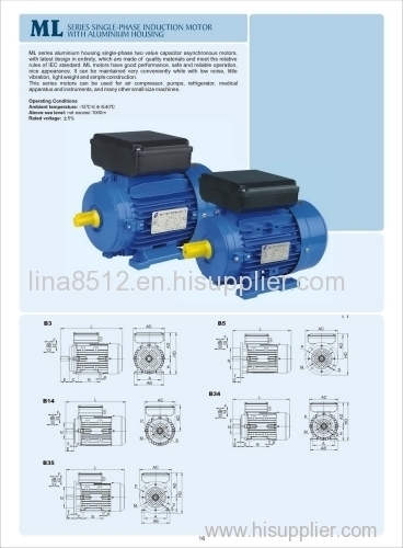 0.37kw ML series single phase electric motors