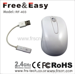 Thin white new function wireless mouse with micro usb