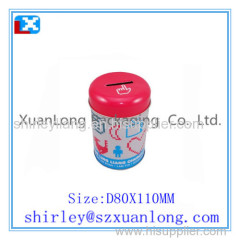 Round Coin Bank Tin Box