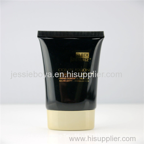 black siny cosmetic tubes with white color offset printing with cap