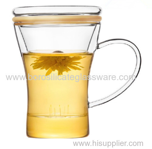 Borosilicate Glass Flower Tea Cups With Cover 310ML
