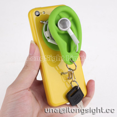 3 in 1 Ear Shaped Silicone key chain with sucker