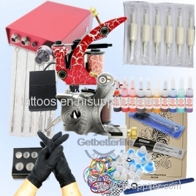 2 Tattoo Machine Guns Power Supplies Inks Pigment Needles