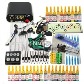 Tattoo 2 Machine Guns 30 Inks Grips Needles Power Supplies Kit Set Sets