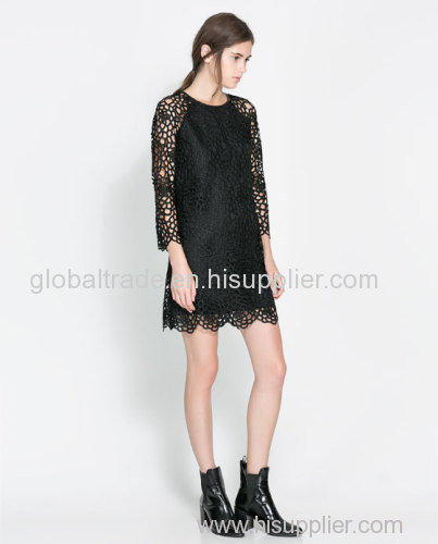 Factory Wholesale in Stock Europe Style Fashion Black TOP Women Dress for Party