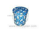 Cartoon Printed Tin Cookie Containers With Handle , 110*128mm