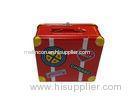 Red Painted Square Tin Containers / Metal Tin Can For Cosmetic