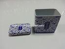 Metal Tin plate Rectangle Printed Blue And White Porcelain Box , 0.23mm Tinplate