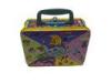 Colorful Painted Metal Tin Lunch Box With Cover / Square Hinge Box , 0.23mm Tinplate